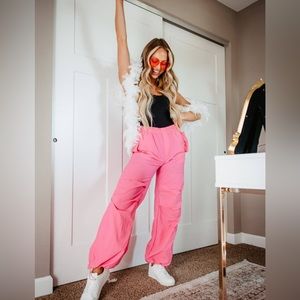 Pink cargo pants